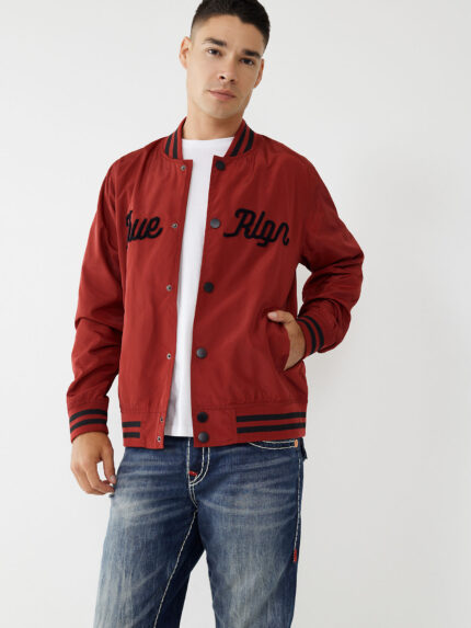 True Religion TR Nylon Varsity Jacket Red1