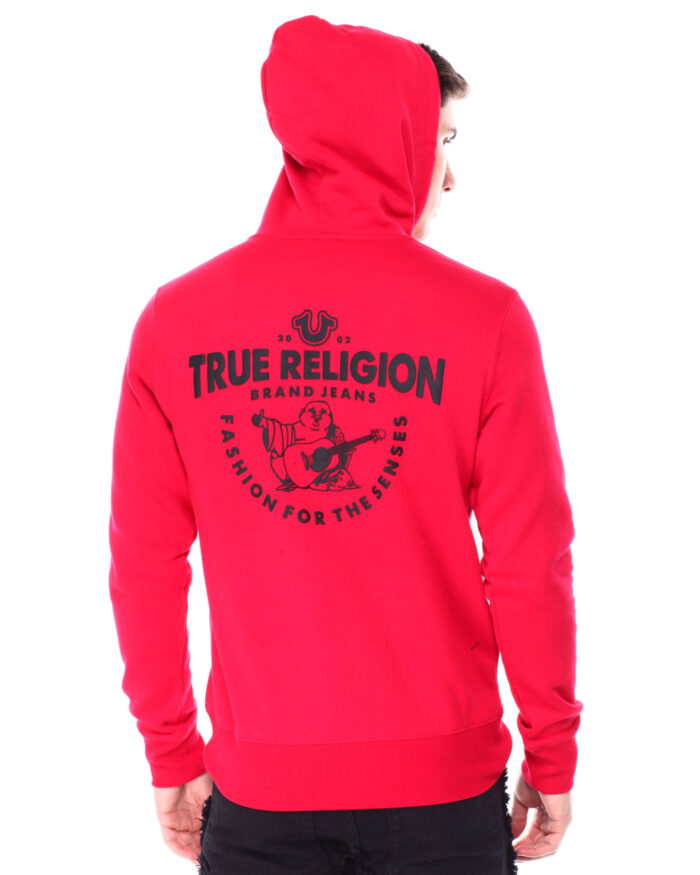 True Religion Zip Up Hoodie Red1